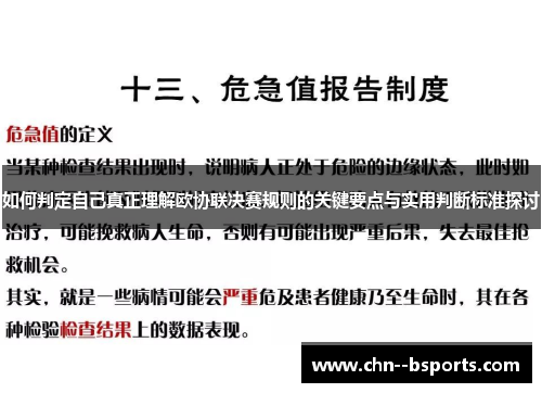如何判定自己真正理解欧协联决赛规则的关键要点与实用判断标准探讨