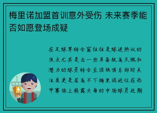 梅里诺加盟首训意外受伤 未来赛季能否如愿登场成疑 梅里诺加盟首训意外受伤 未来赛季能否如愿登场成疑